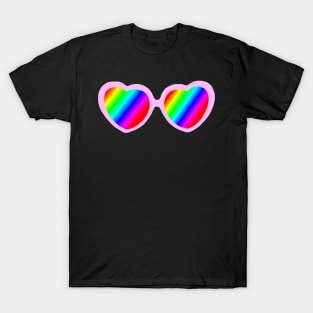 Rainbow Mirror Heart Love Glasses T-Shirt